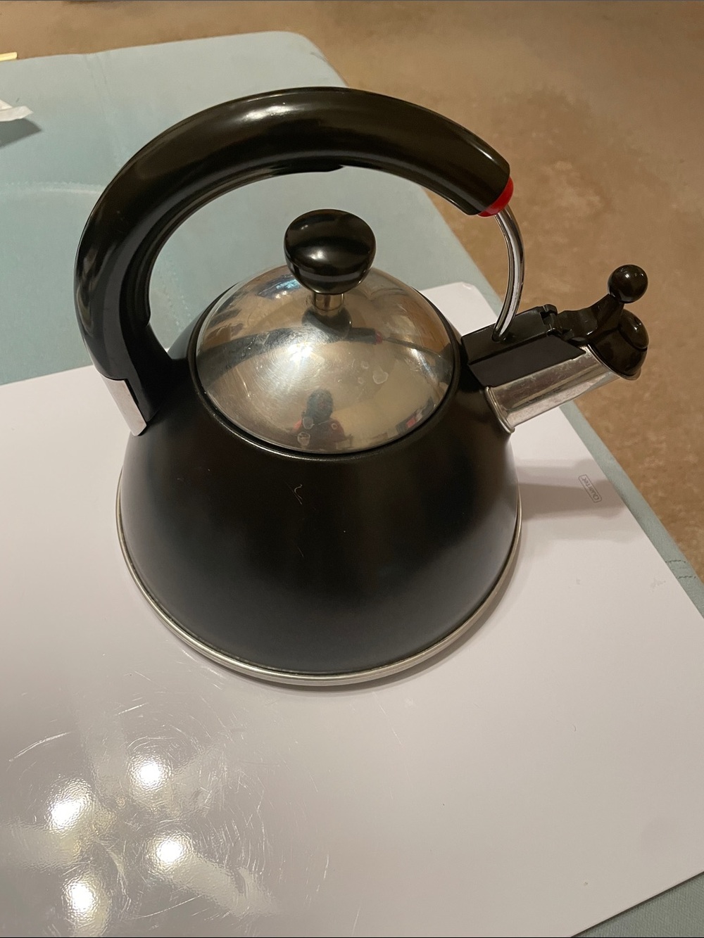 Vintage Classic Black Stovetop Whistling Tea Kettle with Stainless Lid